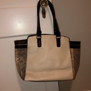 Aldo tan and faux snake skin purse